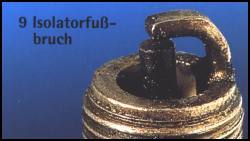 Zündkerze mit gebrochenem Isolatorfuß Zündkerze mit gebrochenem Isolatorfuß